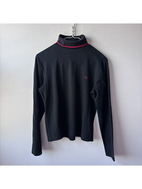 Lauren Ralph Lauren Black Cotton Turtleneck Long Sleeve Top